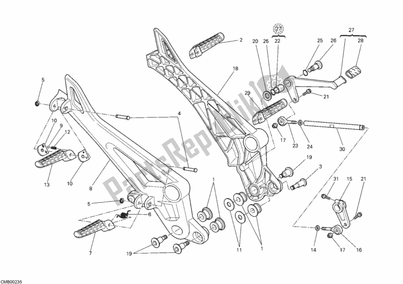 Todas las partes para Reposapiés de Ducati Monster 659 Australia 2012